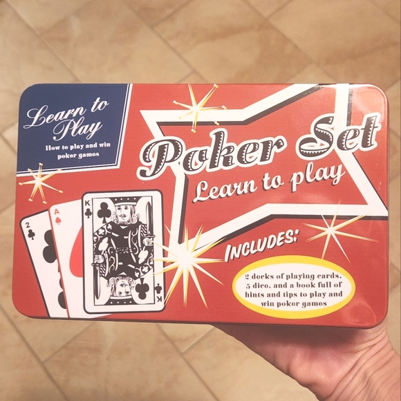 Poker Learn To Play Set In Metal Tin By Thunder Bay Press - Picture 1 of 8